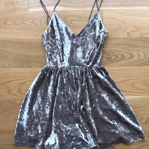 Urban Outfitters Taupe velvet romper